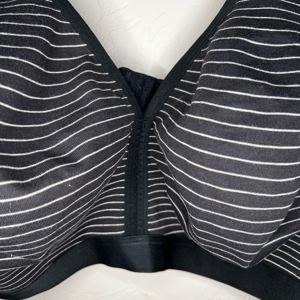 Cacique Cotton No Wire Black White Striped Bra - Picture 3 of 6